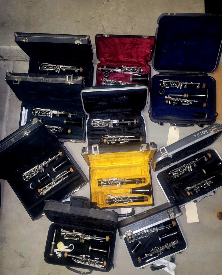 LOTE DE 10 CLARINETE Con Estuche SELMER BUNDY PLÁSTICO ESTUDIANTE Banda Rota para PIEZAS  Foto 1 de 4