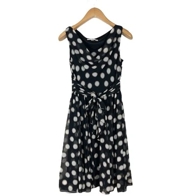 Vestido Formal Vintage Y2K Evan Picone Para Mujer Talla 8 Lunares Lazo Frontal Foto 1 de 4