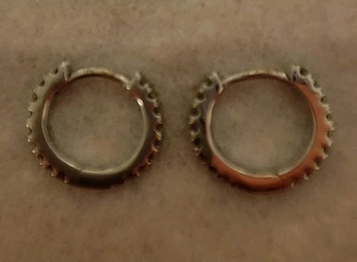 18ct white 750 gold diamond duo sided eternity huggies full diamond - Image 1 of 4