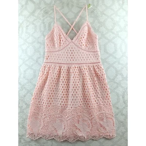 Mini Vestido Abercrombie & Fitch Rosa Encaje Ojales Correa Espagueti Para Mujer Mediano - Imagen 1 de 10