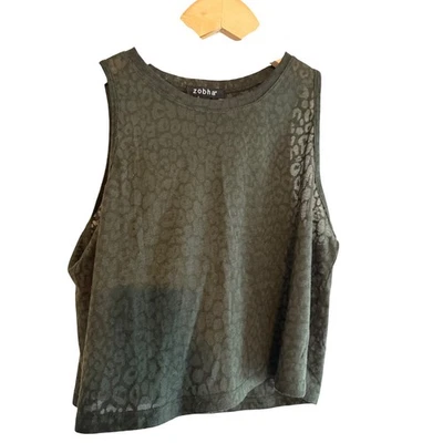 Camiseta sin mangas con estampado de leopardo verde oliva Zobha - Para mujer Foto 1 de 4