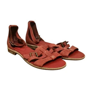 Timberland Earthkeepers Mujer Talla 7.5 Sandalias Cuero Rojo Zapatos de Verano - Imagen 1 de 11