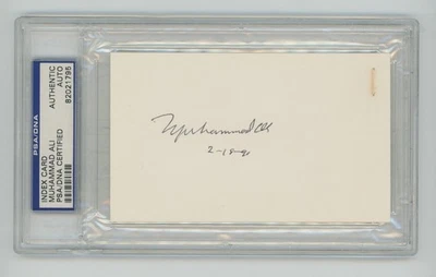 Muhammad Ali - Campeón Peso Pesado del Mundo - Tarjeta Autografiada 5x3 (PSA) Foto 1 de 2