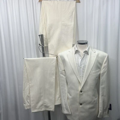 BROOK TAVERNER Jeremy Suit White Linen/Cotton Blend 2 Piece C46R W44 L33 - Image 1 of 4