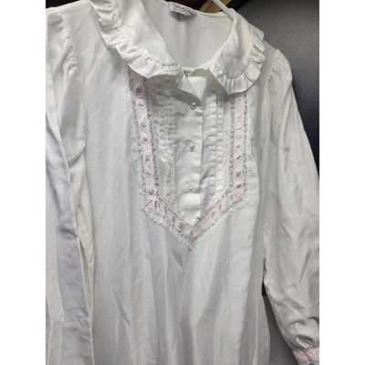 Camisón Vanity Fair blanco con ribete de encaje M Hecho en EE. UU. Foto 1 de 4