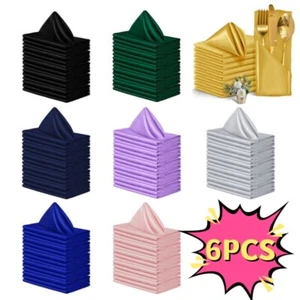 1-6PCS Cloth Napkins Dinner Table Wedding Party Banquet Kitchen Home Decor 17 in - Picture 1 of 37