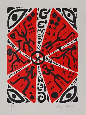 A.R. Penck Farbsiebdruck/Karton handsigniert nummeriert - Bild 1 von 4