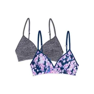 2PK Wonder Nation T-Shirt Seamless Molded Cup Bra Girls 34 Purple/Gray Nylon - Picture 1 of 5