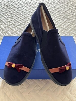 NWB STUART WEITZMAN WOMENS SLIP ON SNEAKERS BLUE SUEDE SZ 38 FLATS - Image 1 of 4