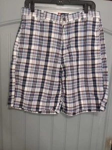 Pantalones Cortos CHAPS Est 1978 Azul Rojo Madrás a Cuadros Golf Informales Preppy Para Hombre Talla 32 - Imagen 1 de 3