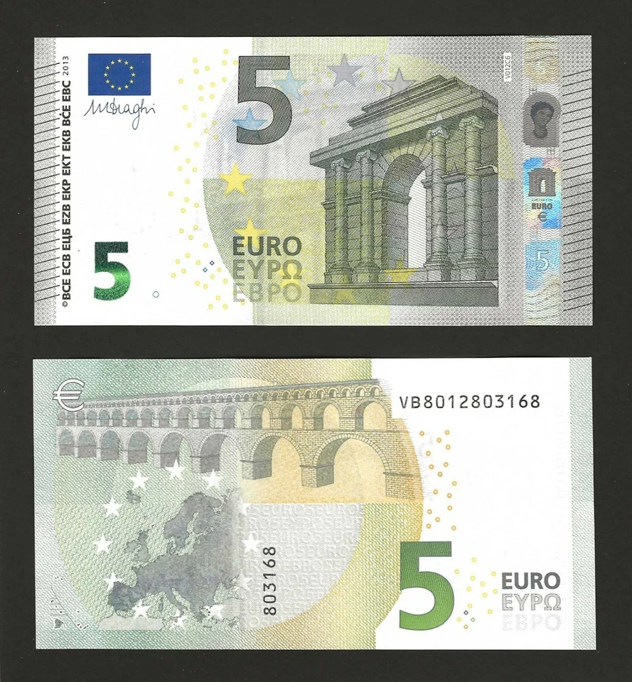 Unión Europea 5 Euro 2013 - ESPAÑA, P-20v Signo: Draghi, Prefijo V, Fresco UNC Foto 1 de 1