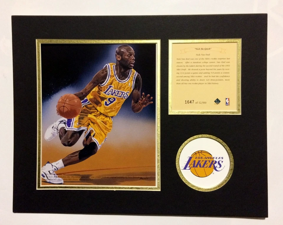 Los Angeles Lakers NICK VAN EXEL Basketball 11x14 Kelly Russell Lithograph Print - Image 1 of 1