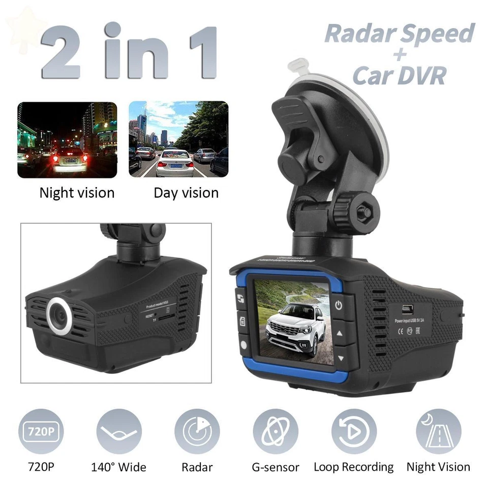 Car Dash Camera Anti Radar Laser Speed Detector DVR 1080P Recorder Video Night