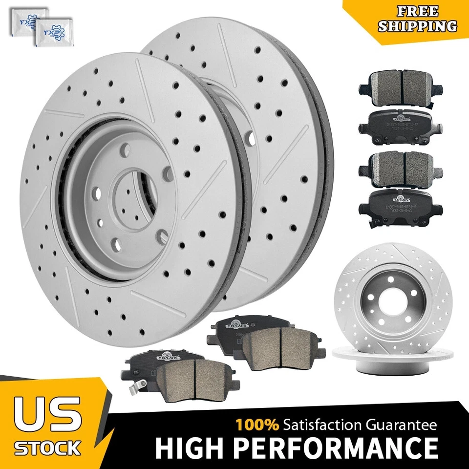 Rotores de freno perforados delanteros traseros + pastillas de cerámica para Chevrolet Bolt Ev Cruze Volt Foto 1 de 4