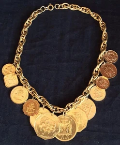 Vintage FRANKLIN MINT Necklace GOLD The Golden Caribbean JEWELLERY Boho RARE - Picture 1 of 12