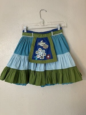Oilily Tamari Apron Ruffle Skirt With Embroidered Birds size 116 or 6 Girls - Image 1 of 4