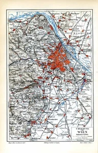 Austria, Vienna and surroundings, plan, map.. Antique lithograph...1898 - Picture 1 of 1