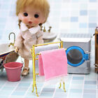 1:12 Metal Free-Standing Hand Towel Drying Rack with 2 Towels for DollhouseB~kh