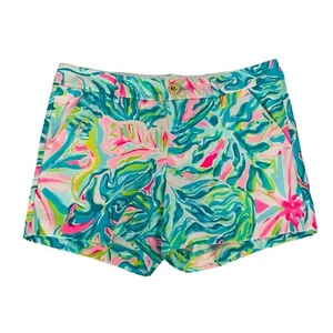 Lilly Pulitzer The Callahan Knit Shorts One In A Mellon Pink Green Size 2 - Picture 1 of 12
