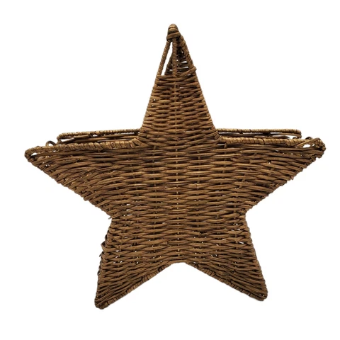 Star Natural Woven Wicker Rattan Basket Storage Table Top Patriotic Brown Cover