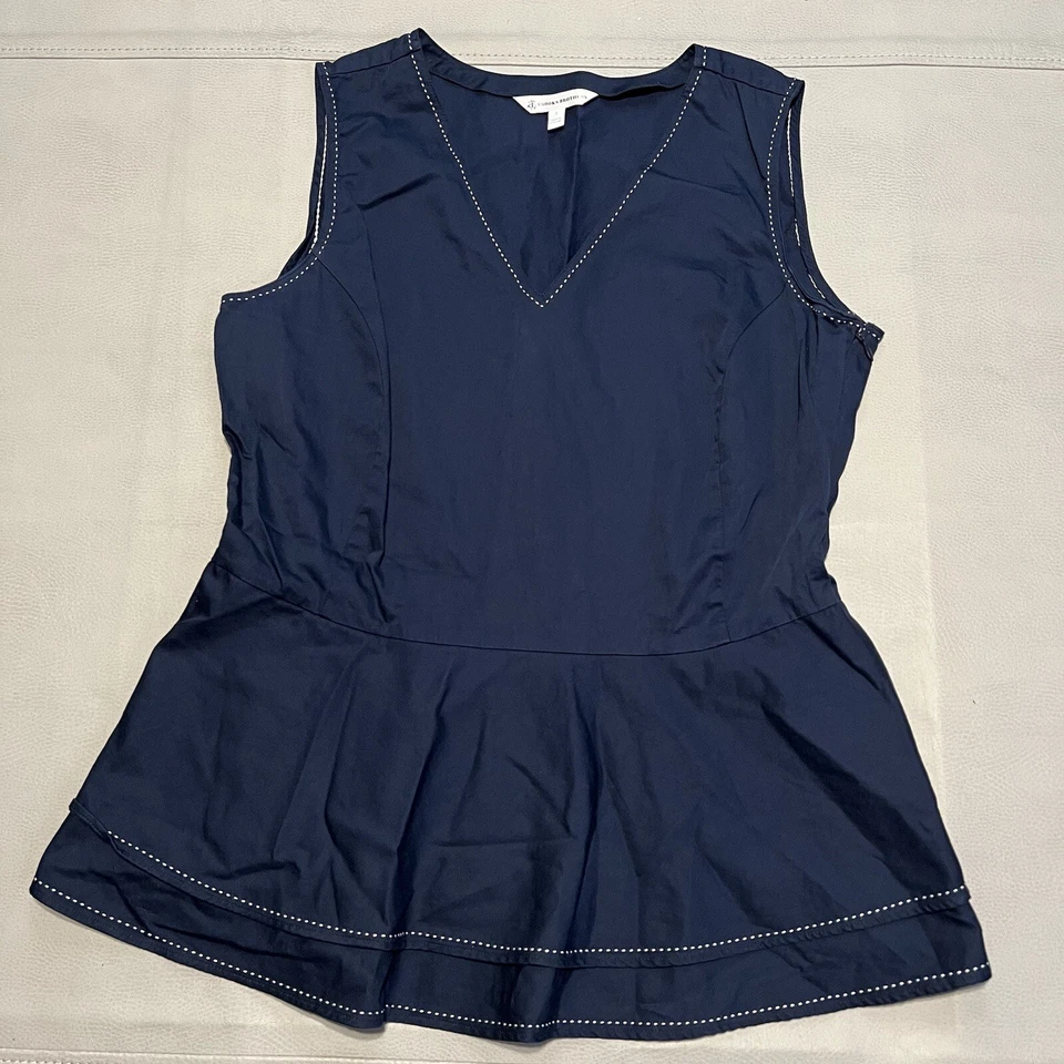 Brooks Brothers Navy V-Neck Sleeveless Preppy Nautical Girl Dress Youth-8-9153 - Image 1 of 4