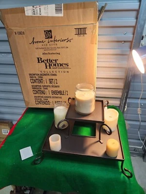 NUEVO HOGAR INTERIORS Hierro Forjado Pilar Cuadrado Candelabro Bandeja Centro de Mesa  Foto 1 de 4