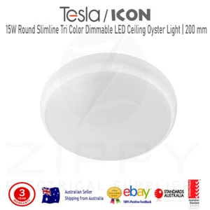 15W Round Slimline CCT Dimmable LED Ceiling Oyster Light | 200 mm | Icon/Tesla - Picture 1 of 5