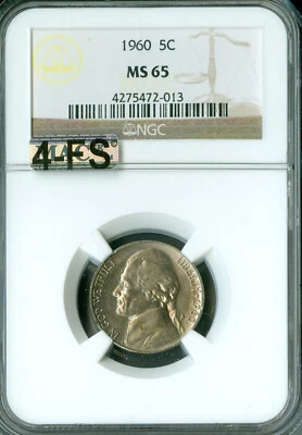 1960 JEFFERSON NICKEL NGC MS65 MAC 4FS 2nd FINEST RARE SPOTLESS $2,500 IN 5FS  * - Image 1 of 4