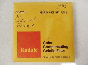 Kodak Color Compensating Filter CC25R | 3" x 3" | Gelatin Wratten | Nice | $11 |