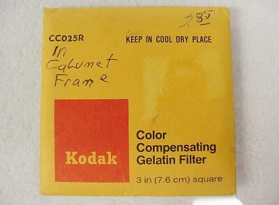 Kodak Color Compensating Filter CC25R | 3" x 3" | Gelatin Wratten | Nice | $10 | - Image 1 of 3