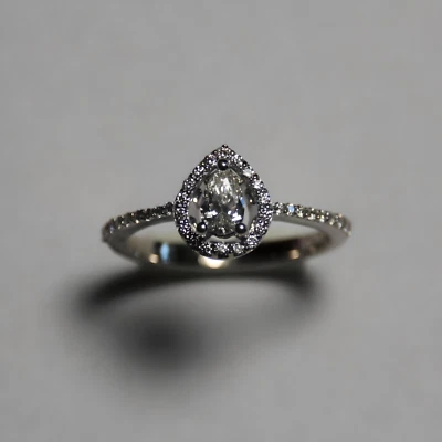 Pear-Shaped Natural Diamond Ring .44ct, Excellent Cut, 14k White Gold - Image 1 of 4