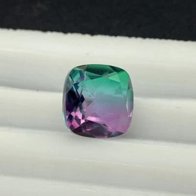 Cushion shape 14mm Bi color watermelon tourmaline stone top crystal doublet - Image 1 of 4
