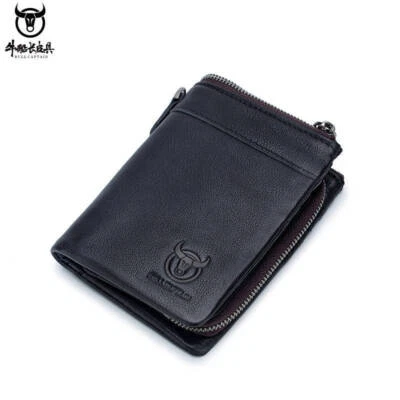 Vintage cowhide leather men's wallet multi-card IDcard slot detachable card case - Image 1 of 4