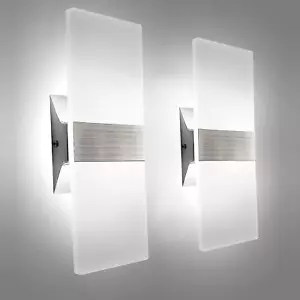 Modern Wall Sconces Set of Two, Led Wall Light 10W, 6000K White Light up Downlig - Picture 1 of 12