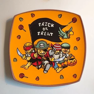 Halloween Ceramic Trick Or Treat Party Plate 8"x8" with Kids Dressed as Pirates  - Picture 1 of 4