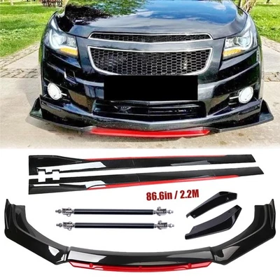 For Chevrolet Cruze 2010-2019 Front Bumper Lip Spoiler Splitter Glossy Black Red Foto 1 de 4