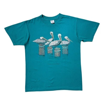 90s Vintage Pelican T-shirt Single Stitch Panama City Beach Cracked Faded Birds. - Изображение 1 из 4