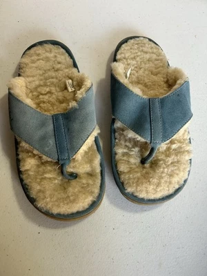 Sandalias abatibles L L PIEL DE OVEJA FRIJOL Sherpa forradas de cuero gamuza azul para mujer 10M Foto 1 de 4