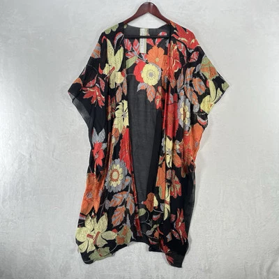Aratta Silent Journey Jacket Womens OS Floral Beaded Kimono Cardigan Duster - Image 1 of 4