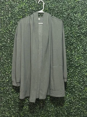 EUC MAX STUDIO OPEN HOODED COMFY LONG CARDIGAN SMALL ARMY GREEN  - Image 1 of 4