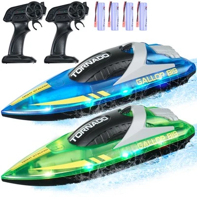 2er-Set RC Boot Ferngesteuertes Rennboot Speedboot 2,4GHz 12km/h Blau/Grün - Bild 1 von 4