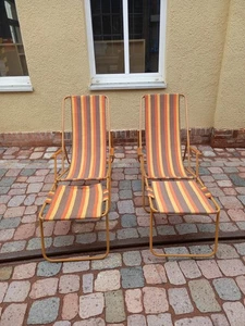 2x DDR Campingstuhl Klappstuhl Klappliege Camping Liege  Metallgestell /Fußteil; - Bild 1 von 16