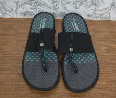 Sandalias de tanga negras Cobb Hill by Rockport para mujer talla 11 chanclas a lunares Foto 1 de 4