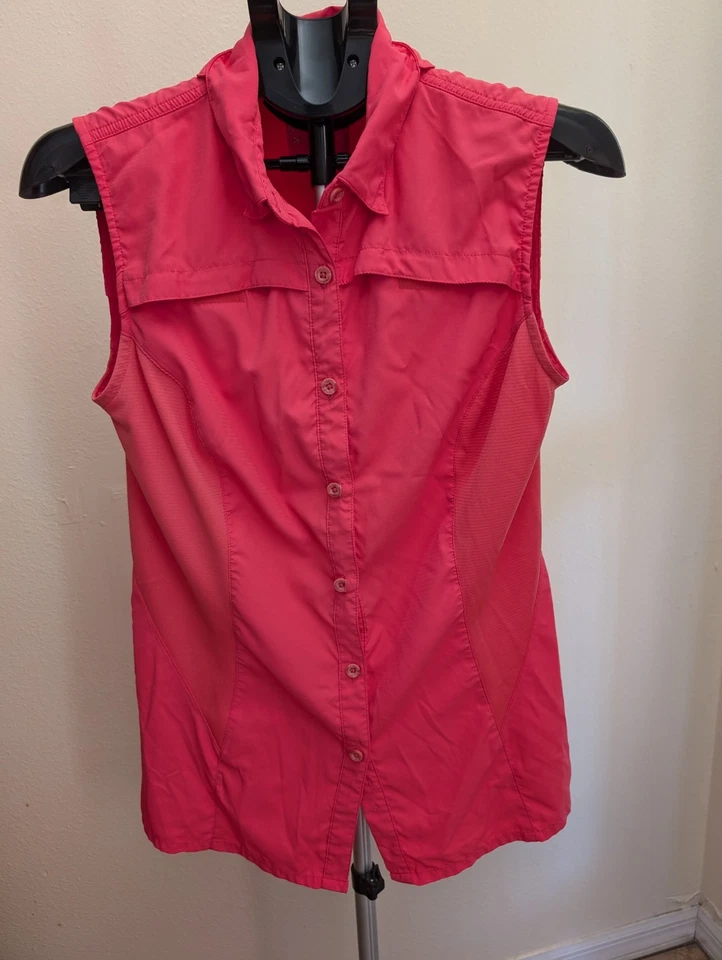 Túnica polo de pesca Reel Legends Performance rosa água livre sem mangas MED - Imagem 1 de 4