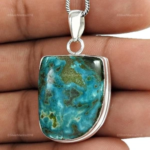 Friendship Day Sale Natural Azurite 925 Silver Third Eye Chakra Artisan Pendant - Picture 1 of 4