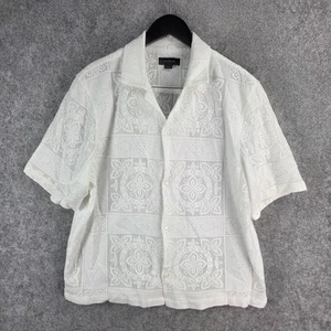 Cotton On Shirt Mens Large White Button Up Short Sleeve Box Fit Collared 12624 - Picture 1 of 10