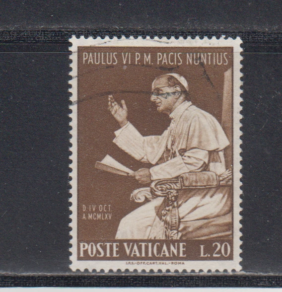 VATICAN :  1965 - USED  - SCOTT #  416  POPE  PAUL VI - Image 1 of 1