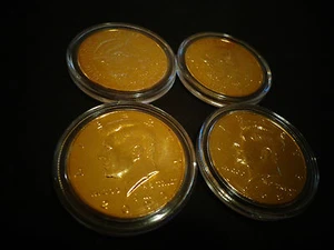 LOTE DE 4, 24 KT CHAPADOS EN ORO *J,F. JUEGO DE MONEDAS DE MEDIO DÓLAR KENNEDY - CÁPSULA HERMÉTICA, - Imagen 1 de 9