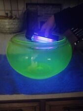 Rare Vintage Vaseline Uranium Hand Blown Murano style glass Fish Tank w/ Pontil 