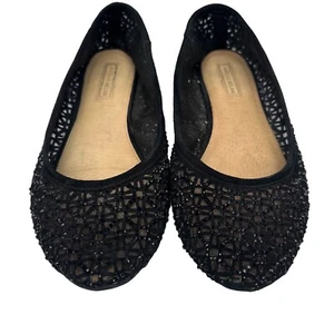 Antonio Melani-Ballet Flats-Black-Rhinestones- Mesh Sheer-Size 8M - Picture 1 of 12